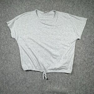 Grey & Gray Short Sleeve Top‎ Womens XL Grey Front Bottom Tie Casual